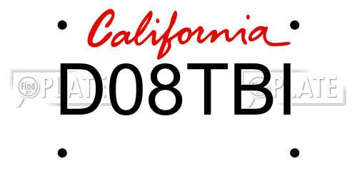 D08TBI California License Plate