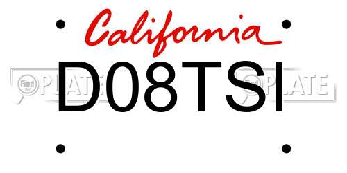 D08TSI California License Plate
