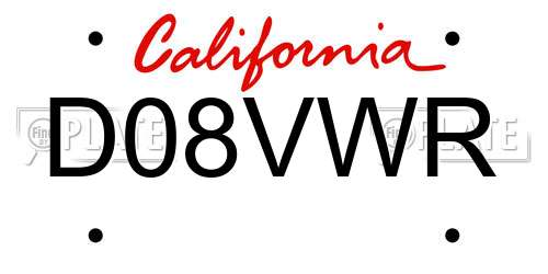 D08VWR California License Plate