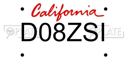 D08ZSI California License Plate