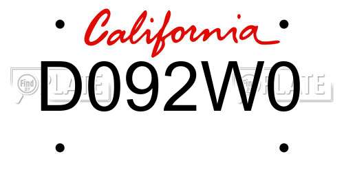 D092W0 California License Plate