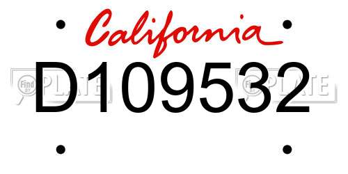 D109532 California License Plate