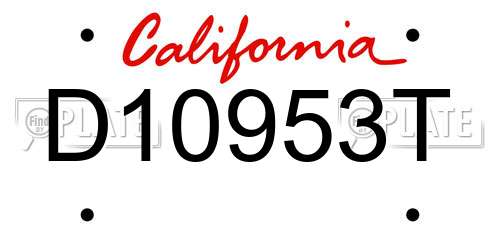 D10953T California License Plate