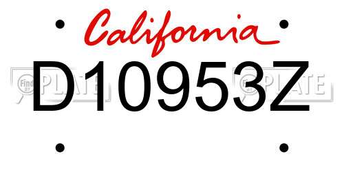 D10953Z California License Plate