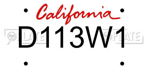 D113W1 California License Plate