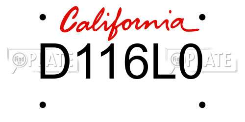 D116L0 California License Plate