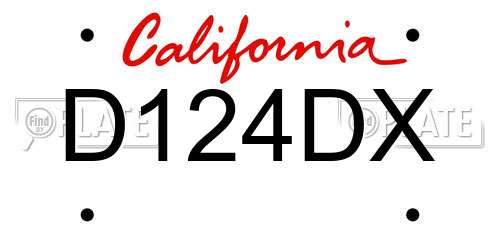 D124DX California License Plate