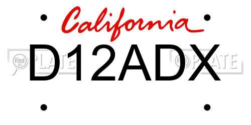 D12ADX California License Plate