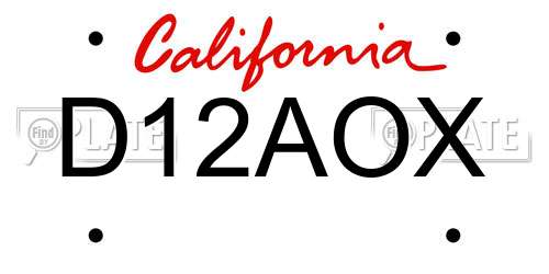 D12AOX California License Plate