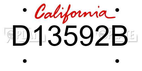D13592B California License Plate