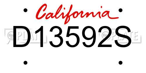 D13592S California License Plate
