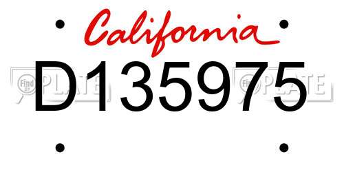 D135975 California License Plate