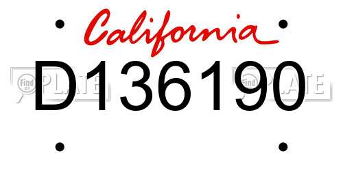 D136190 California License Plate