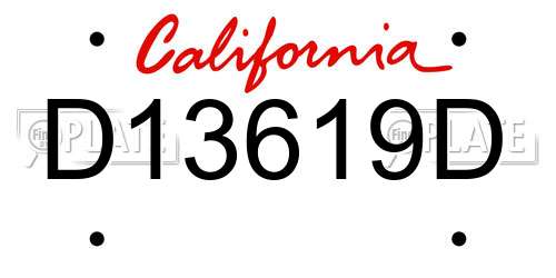 D13619D California License Plate