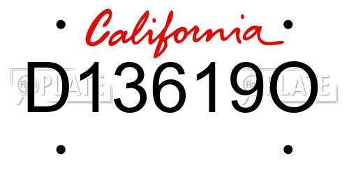 D13619O California License Plate