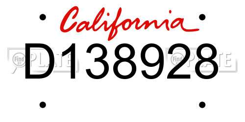 D138928 California License Plate