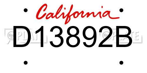 D13892B California License Plate