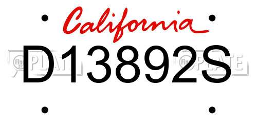 D13892S California License Plate
