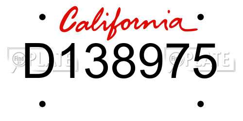 D138975 California License Plate