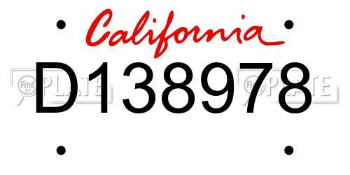 D138978 California License Plate