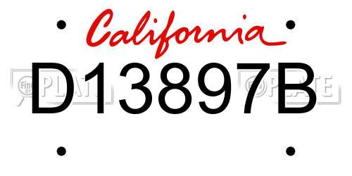 D13897B California License Plate