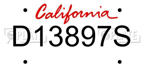 D13897S California License Plate