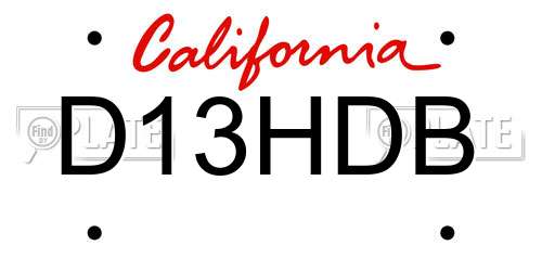 D13HDB California License Plate