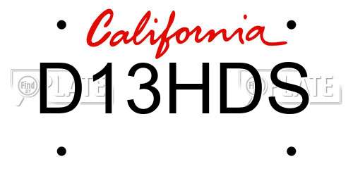 D13HDS California License Plate