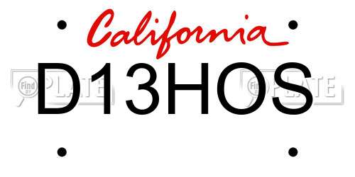 D13HOS California License Plate