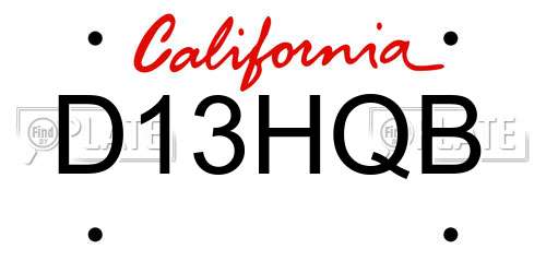 D13HQB California License Plate