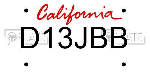 D13JBB California License Plate