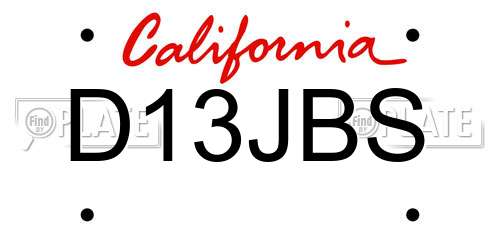 D13JBS California License Plate