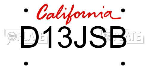 D13JSB California License Plate