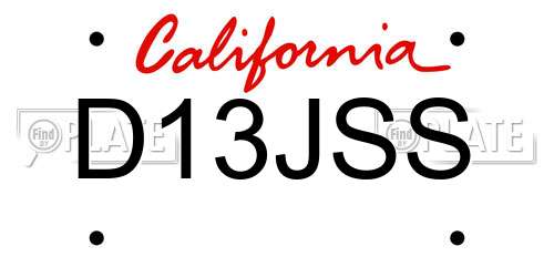 D13JSS California License Plate