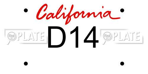 D14 California License Plate