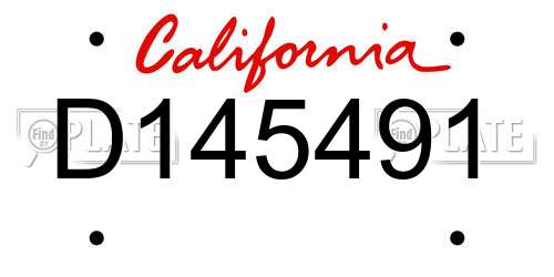 D145491 California License Plate