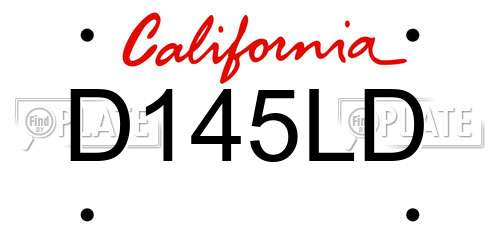 D145LD California License Plate