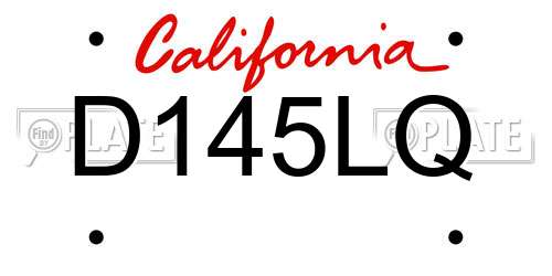 D145LQ California License Plate