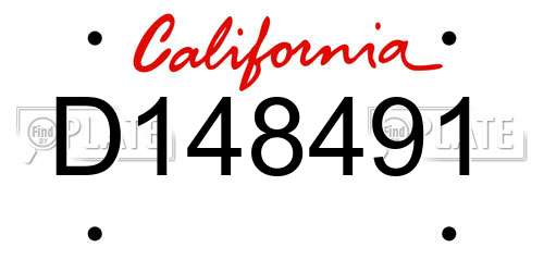 D148491 California License Plate