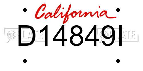 D14849I California License Plate