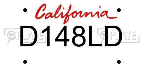 D148LD California License Plate