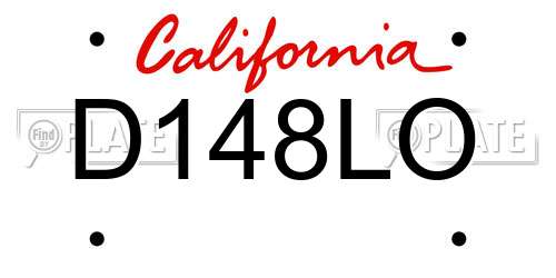 D148LO California License Plate