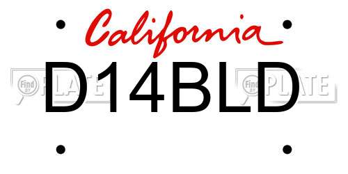 D14BLD California License Plate