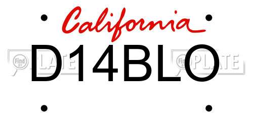 D14BLO California License Plate
