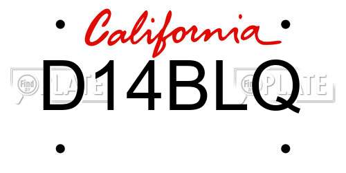 D14BLQ California License Plate