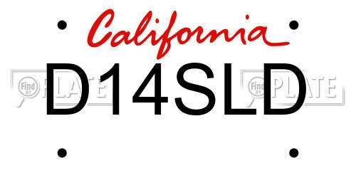 D14SLD California License Plate