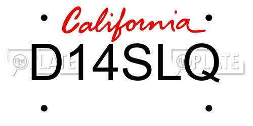 D14SLQ California License Plate