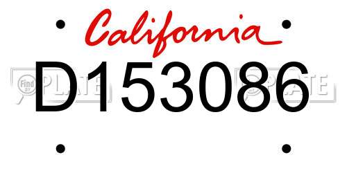 D153086 California License Plate
