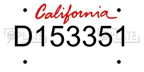 D153351 California License Plate