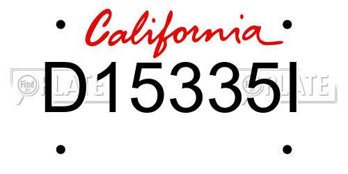 D15335I California License Plate